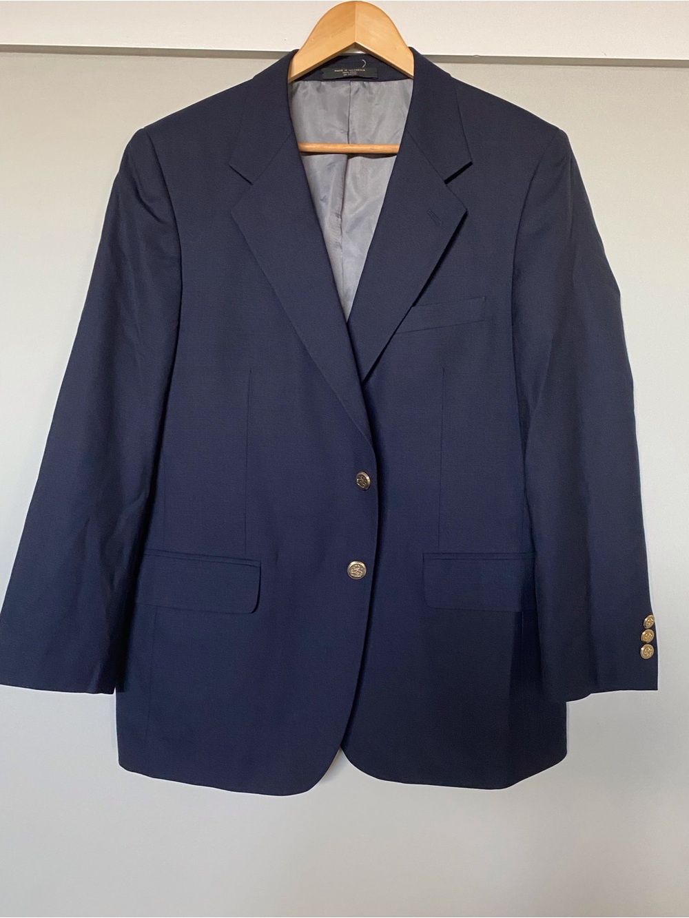 Petrocelli wool Men's Navy Two-Button blazer coat